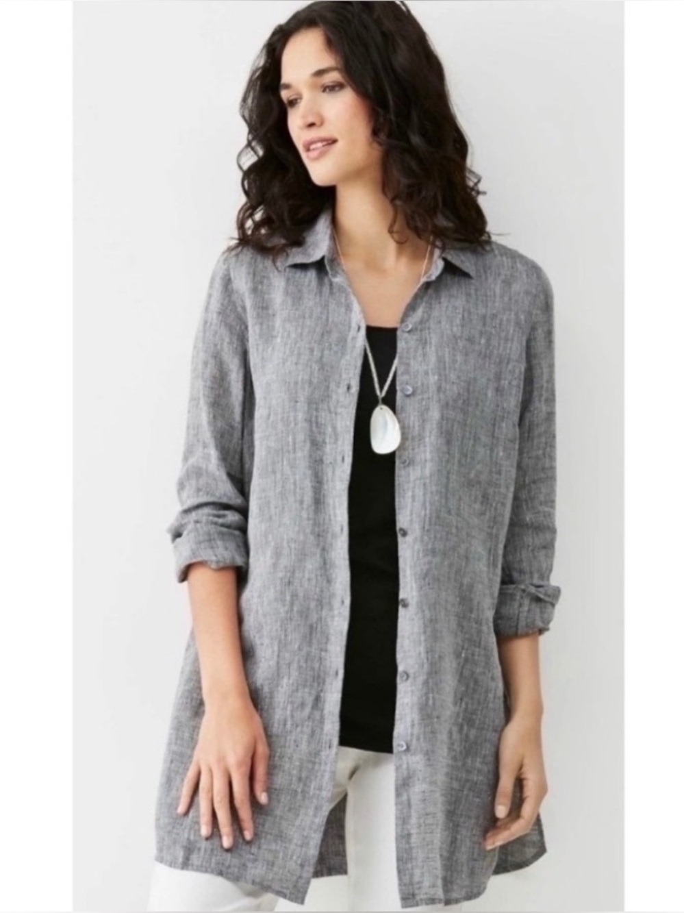 J.Jill Love Linen Longline Button Up XS